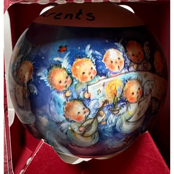 Hallmark Keepsake Ornament Glass Ball Merry Christmas 1999 Dated Angels Design - Picture 4 of 9